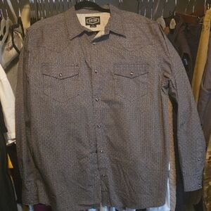 Gibbson Navy Patternes Pearl Snap Shirt
